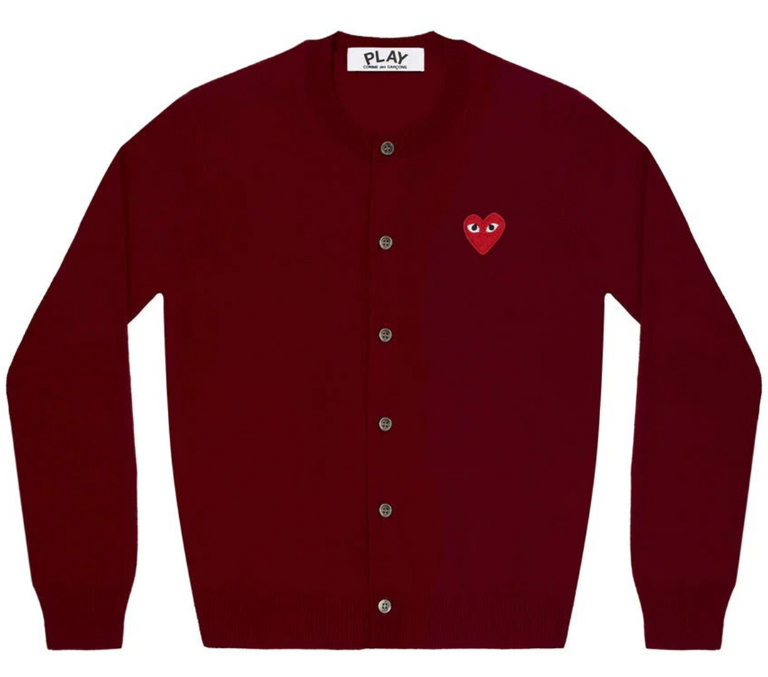 Comme Des Garcons Play Top Dyed Carded Lambswood Cardigan Men Burgundy 1