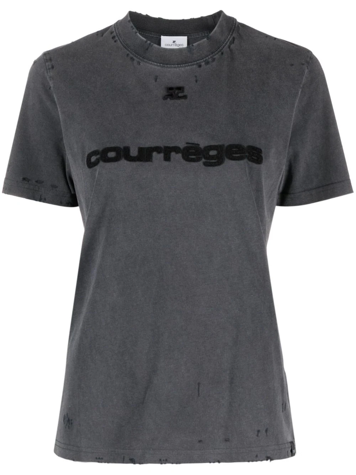 Courreges-Distressed-Dry-Jersey-T-Shirt-Grey-1