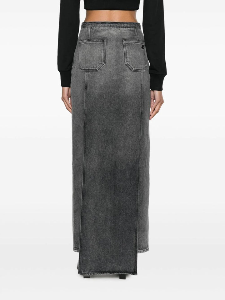 Courreges-Heritage-Stone-Denim-Long-Skirt-Grey-4