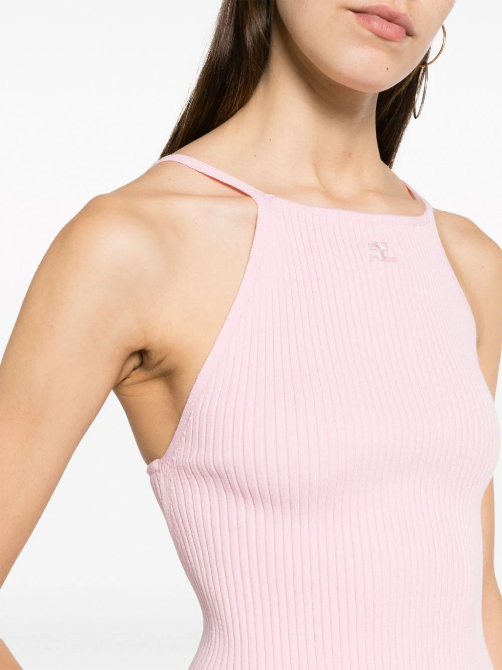 Courreges-Holistic-Rib-Knit-Tank-Top-Pink-5