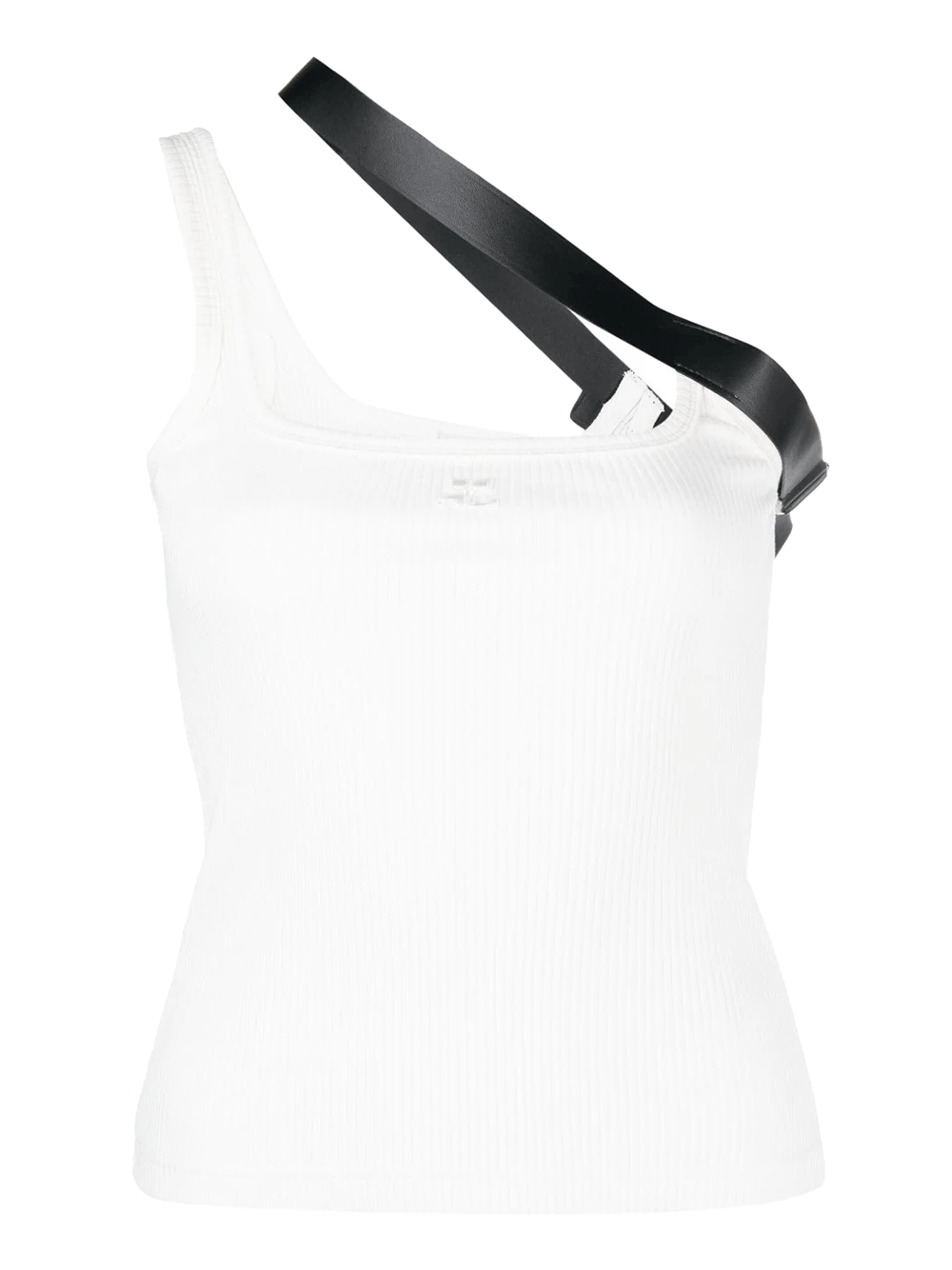 Courreges-Strap-Biais-90_s-Rib-Tank-Top-White-1