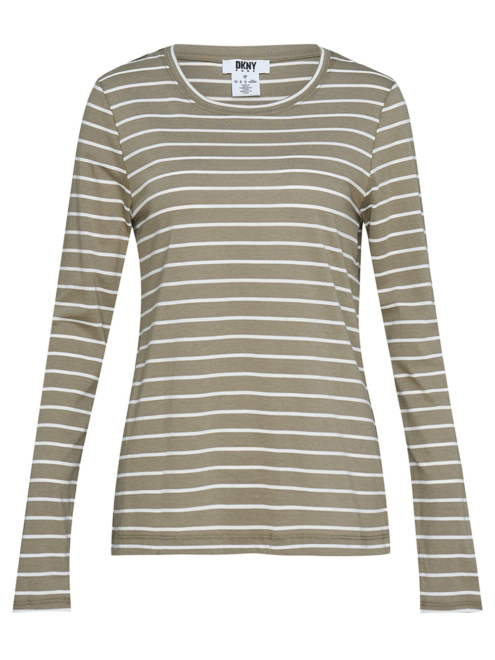 DKNY Cotton Rayon Stripe Top Olive 1