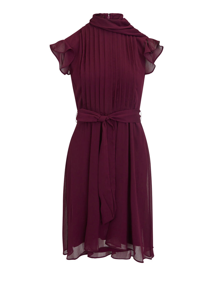    DKNY-Dress-Crinkle-Chiffon-Flutter-Sleeve-Dress-Maroon-1