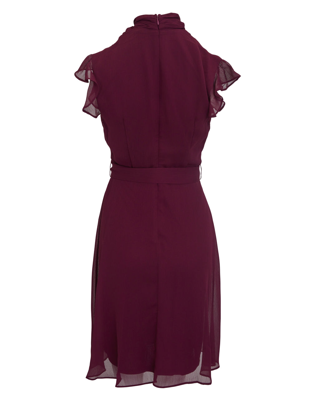 DKNY Dress Crinkle Chiffon Flutter Sleeve Dress Maroon 2