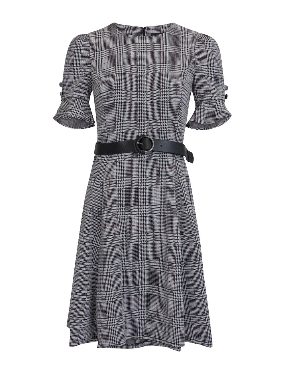       DKNY-Dress-Plaid-Knit-Jaquard-Dress-Black-1