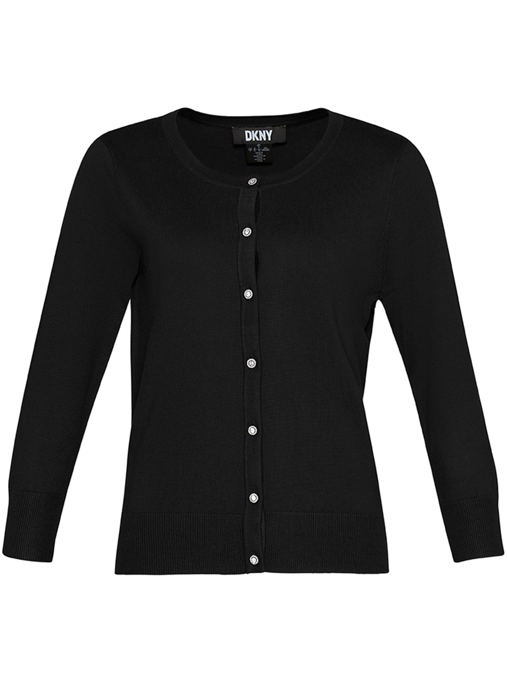 DKNY-Dress-Rayon-Spandex-Emellished-Button-Cardigan-Black-1