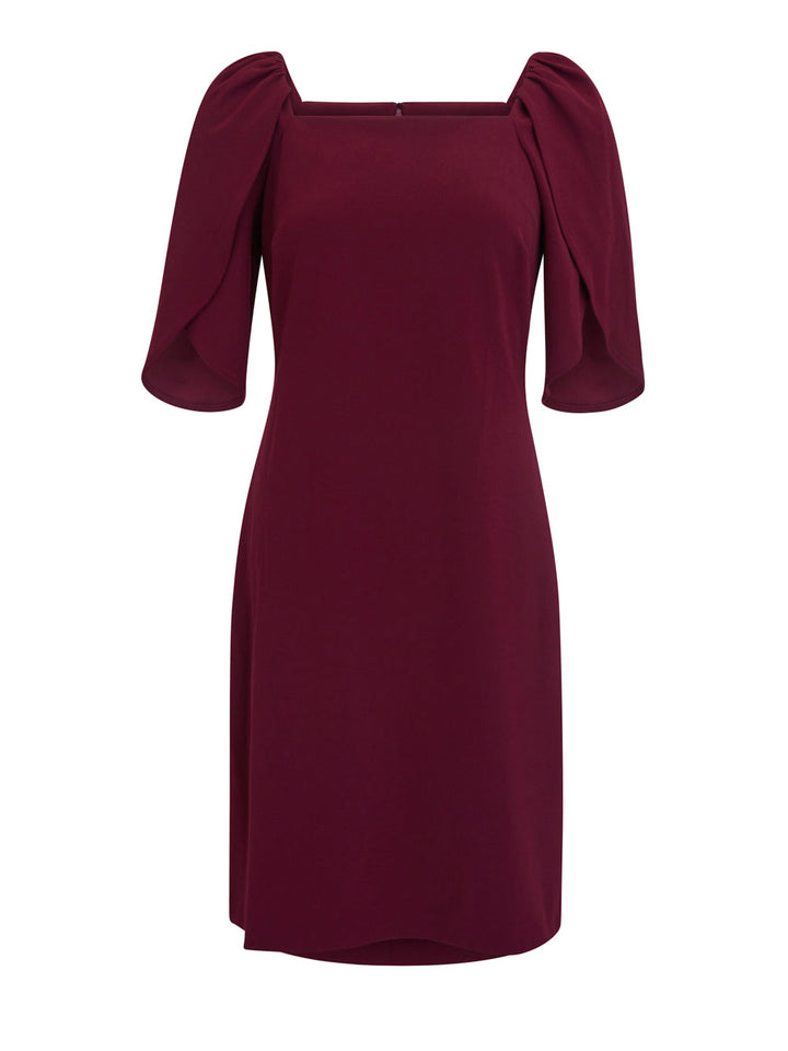     DKNY-Dress-Scuba-Crepe-Long-Tulip-Sleeve-Dress-Maroon-1