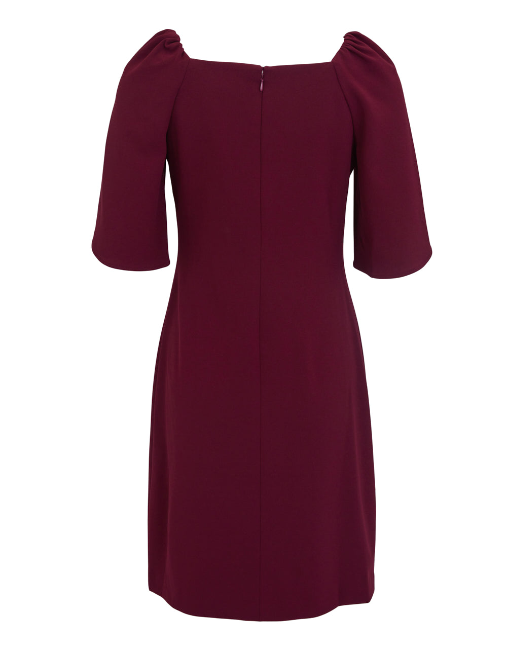 DKNY Dress Scuba Crepe Long Tulip Sleeve Dress Maroon 2