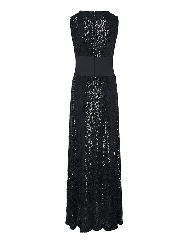 DKNY-Dress-Sequin-And-Satin-Crepe-Dress-Black-2