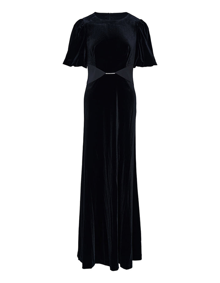 DKNY-Dress-Velvet-And-Satin-Crepe-Dress-Black-1