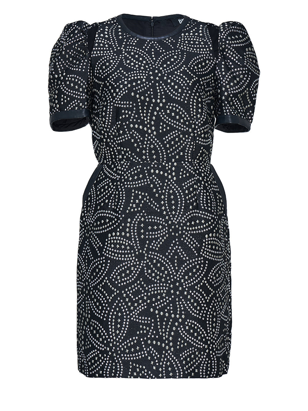    DKNY-Faux-Stud-Jacquard-Dress-Black-1