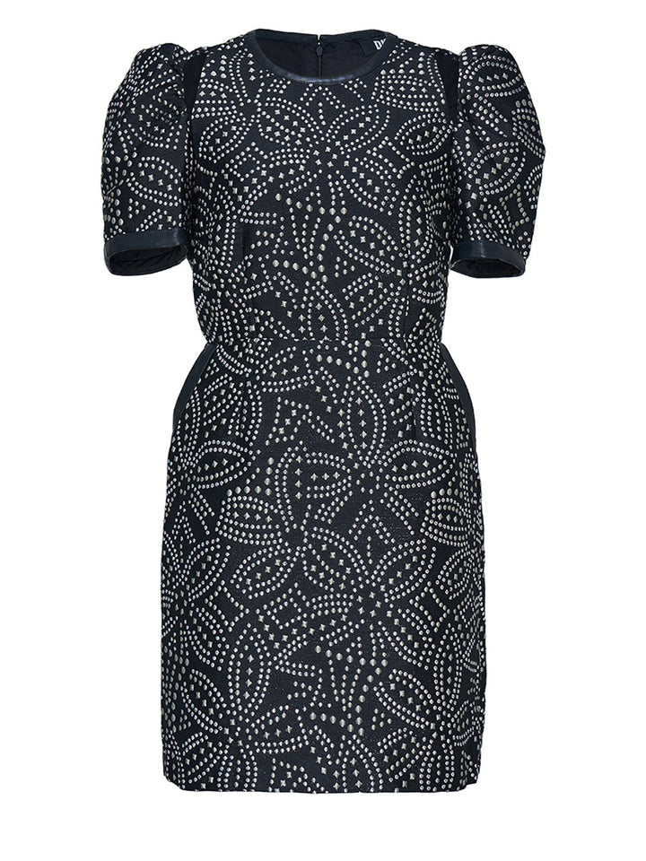    DKNY-Faux-Stud-Jacquard-Dress-Black-1