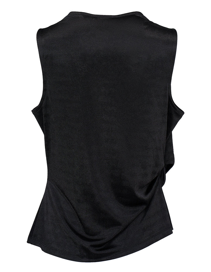 DKNY-Foil-Knit-Drape-Top-Black-2