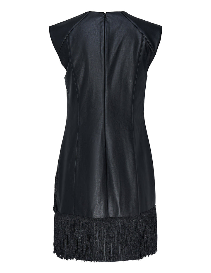 DKNY-Fringe-Nylon-Midi-Dress-Black-2