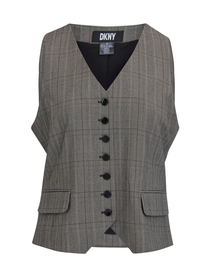     DKNY-Glen-Plaid-Button-Vest-Dark-Grey-1