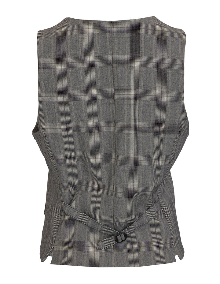 DKNY Glen Plaid Button Vest Dark Grey 2