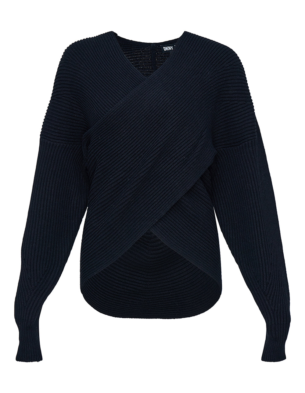 DKNY-Jeans-Cotton-Acrylic-Crossed-Rib-Sweater-Black-1