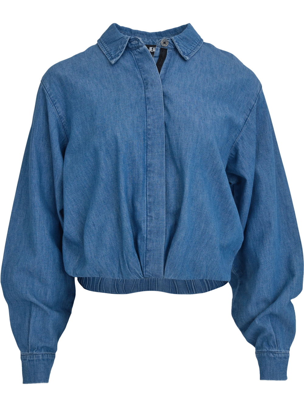 DKNY-Jeans-Cotton-Cropped-Denim-Button-Top-Blue-1