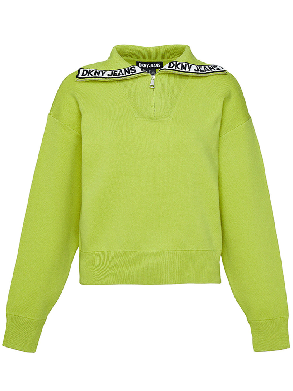 DKNY-Jeans-Cotton-Nylon-Funnel-Neck-Sweater-Lime-Green-1