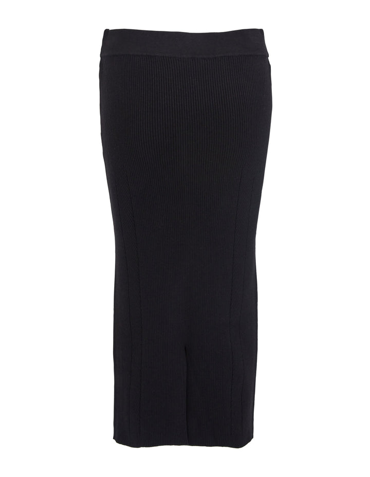 DKNY Jeans Cotton Nylon Knit Midi Skirt Black 2