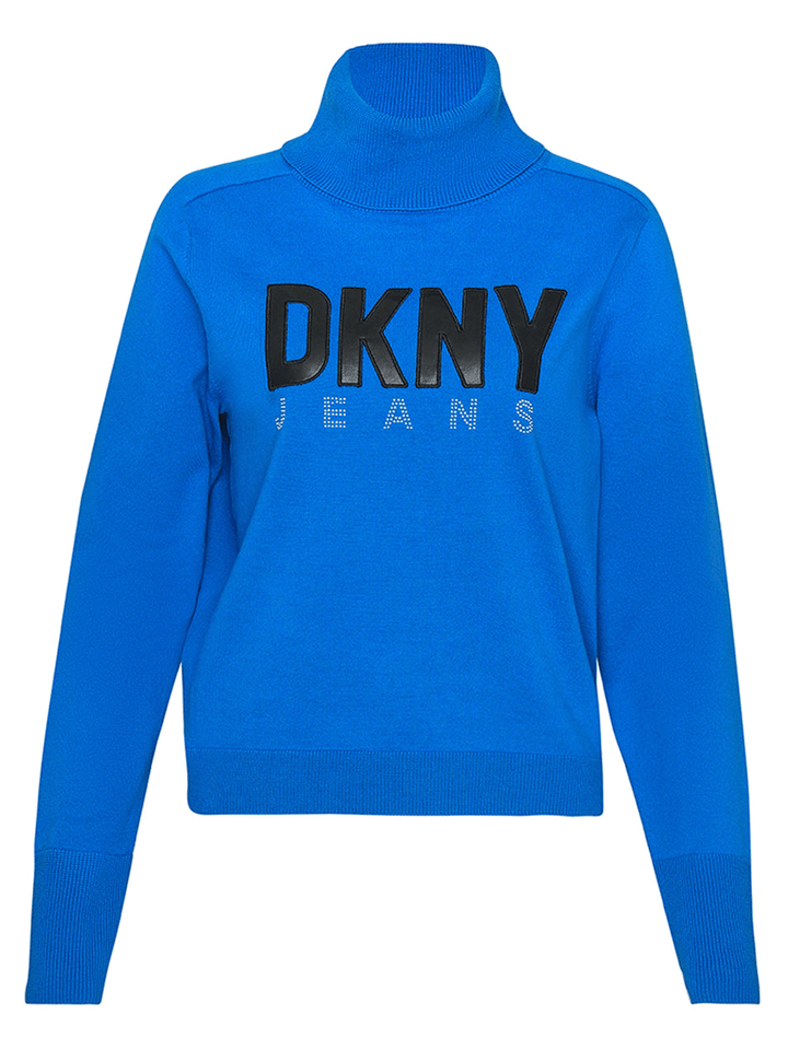 DKNY-Jeans-Cotton-Nylon-Logo-Sweater-Blue-1