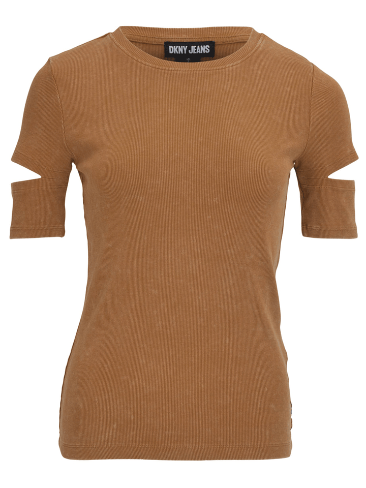 DKNY-Jeans-Cut-Out-Crew-Neck-Top-Brown-1