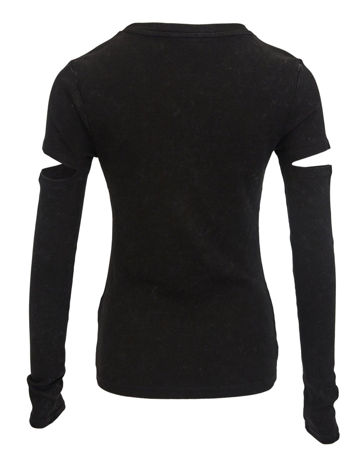 DKNY-Jeans-Cut-Out-Knit-Top-Black-2