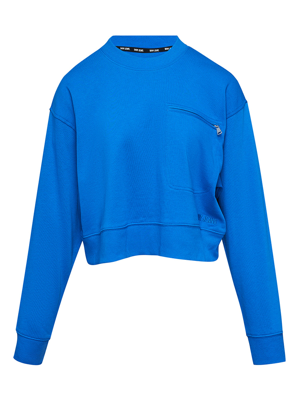 DKNY-Jeans-French-Terry-Long-Sleeve-Cropped-Sweatshirt-Blue-1