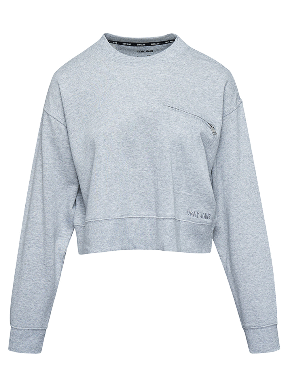 DKNY-Jeans-French-Terry-Long-Sleeve-Cropped-Sweatshirt-Grey-1