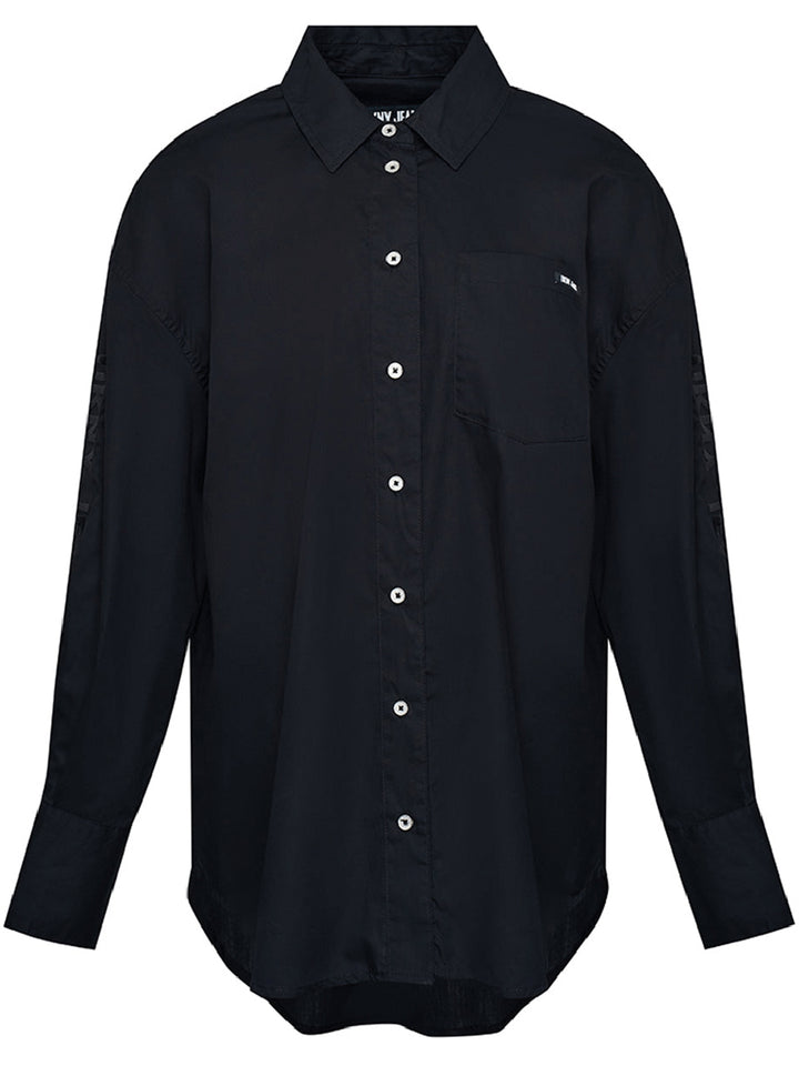 DKNY-Jeans-Poplin-Collared-Button-Down-Top-Black-1