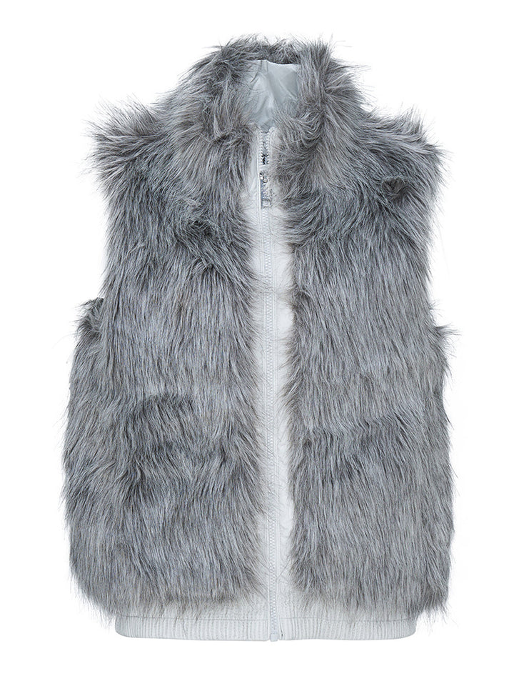 DKNY-Long-Fur-Reversable-Vest-Grey-1