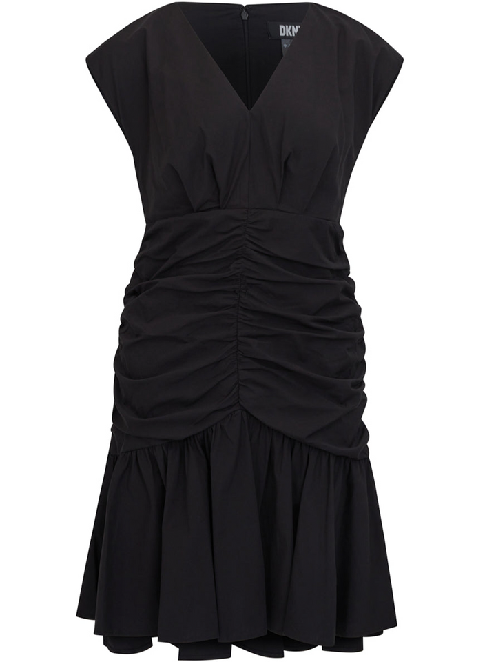 DKNY Poplin V Neck Midi Dress Black 1