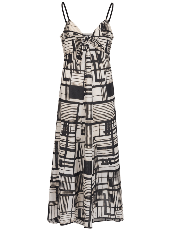 DKNY Print Tie Front Voile Dress Black 1