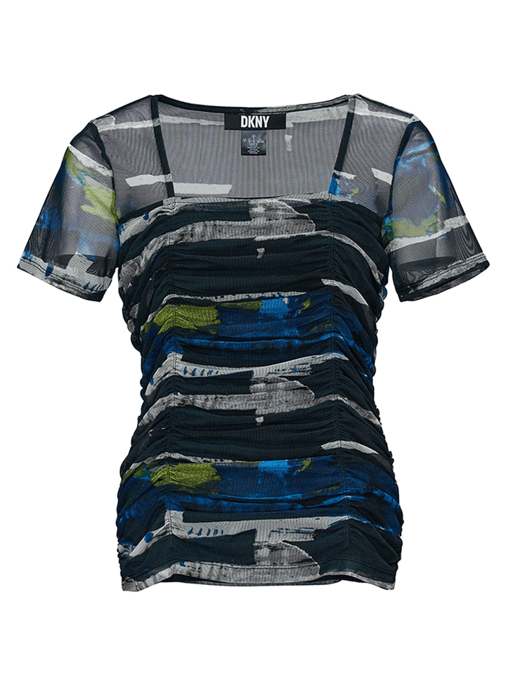 DKNY-Printed-Mesh-Knit-Top-Black-1