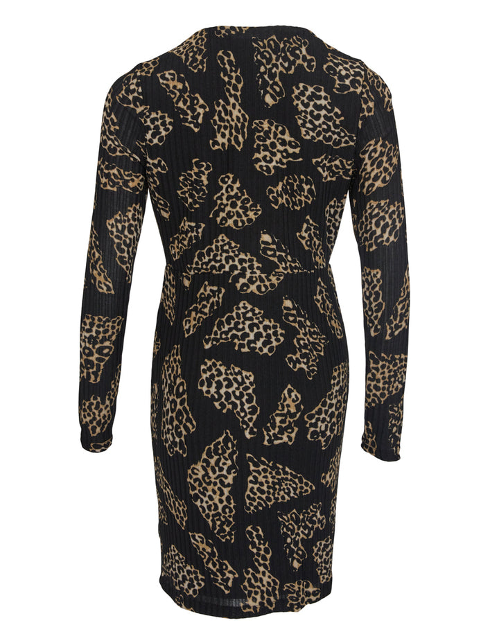 DKNY-Printed-Rib-Hacci-V-Neck-Dress-Black-2