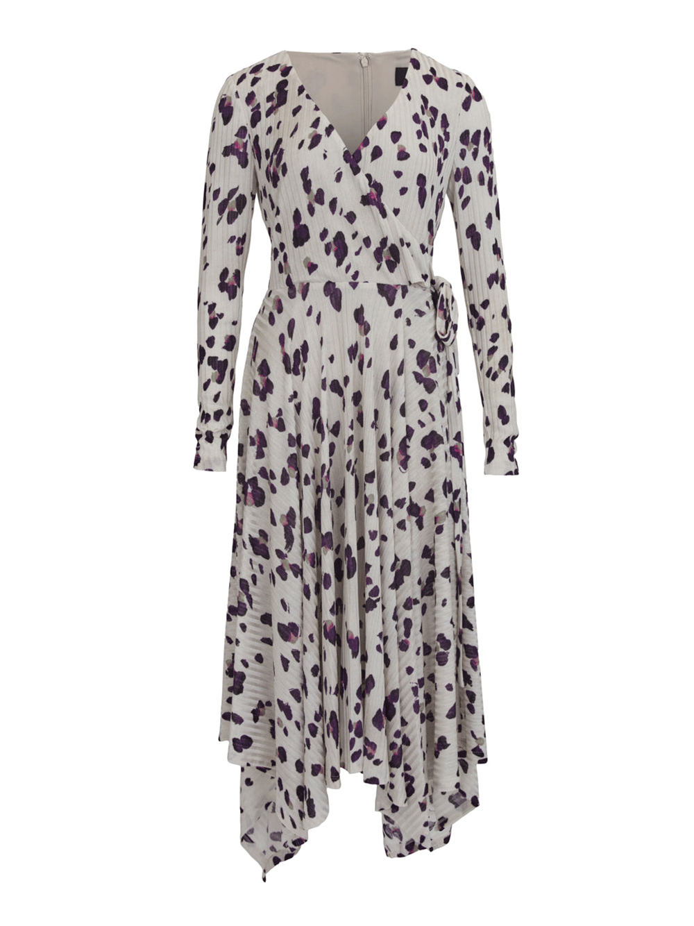 DKNY-Printed-Rib-Hacci-V-Neck-Dress-Light-Brown-1