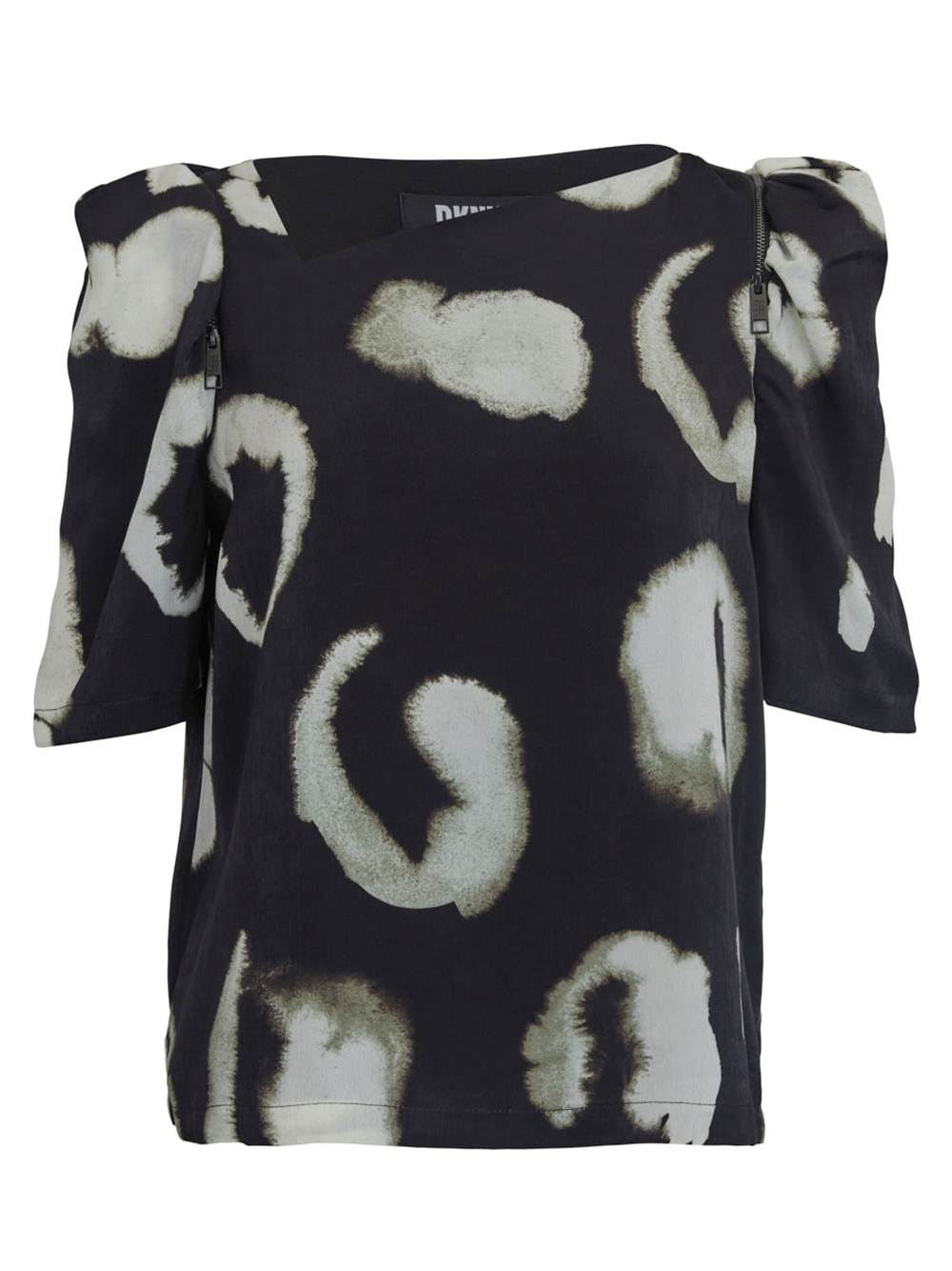 DKNY-Printed-Supple-Satin-Top-Black-01