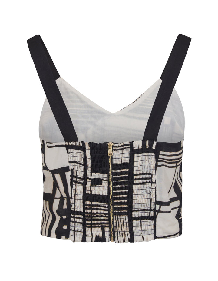 DKNY-Printed-Voile Cropped Top Black 2