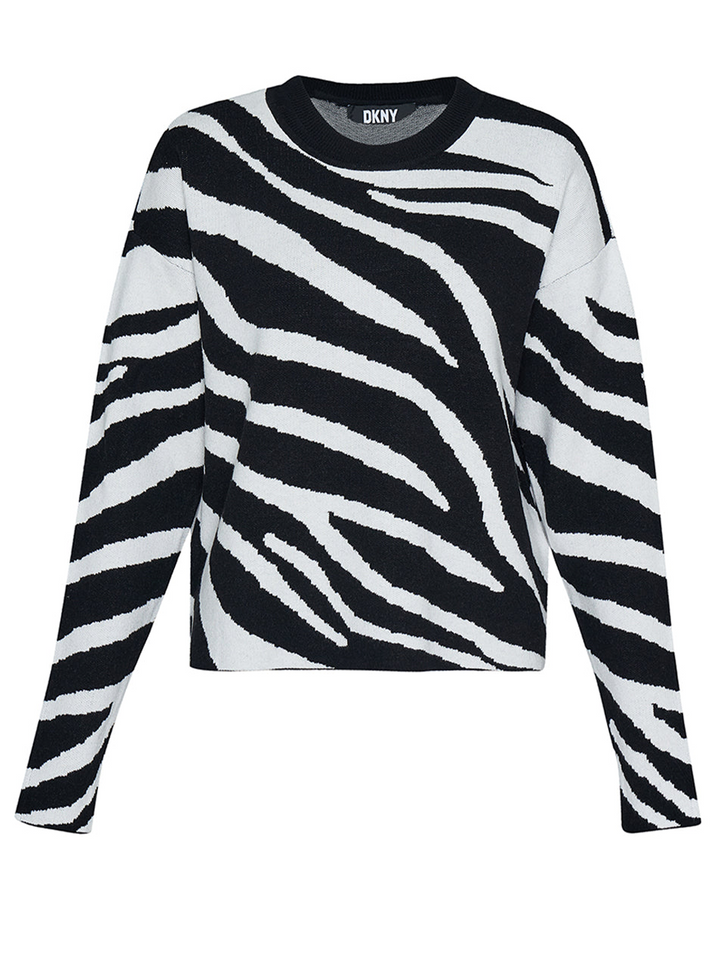 DKNY Rayon Poly Nylon Zebra Sweater White 1