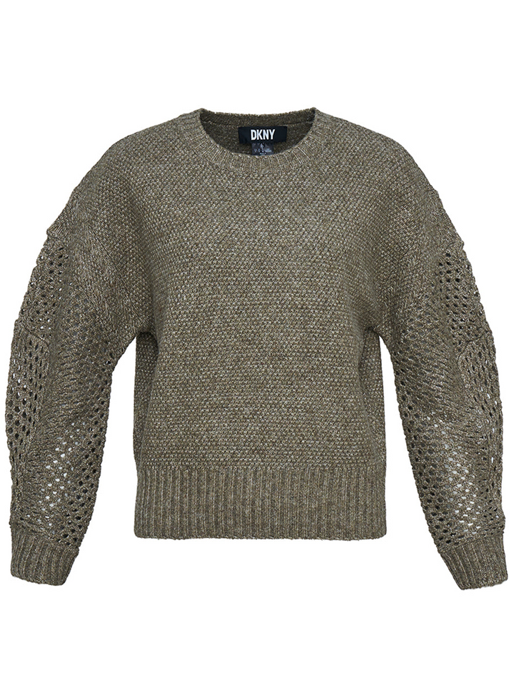 DKNY Recycled Polyester Nylon Wool Sweater Olive 1