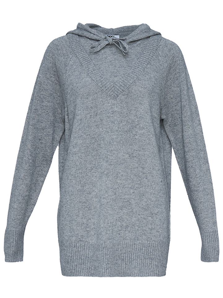 DKNY Refined Wool Cashmere Hooded Sweater Grey 1