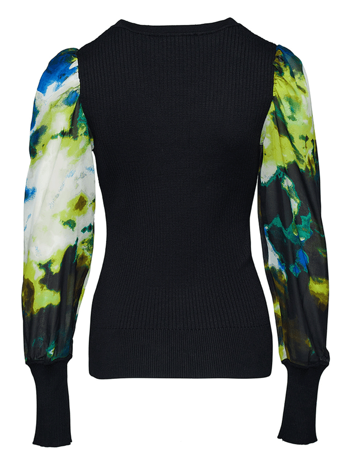 DKNY-Ribbed-Spun-Rayon-Nylon-Printed-Sweater-Black-2