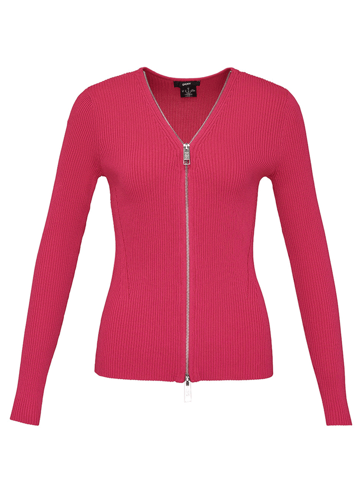 DKNY-Ribbed-Viscose-Nylon-Sweater-Bright-Pink-1