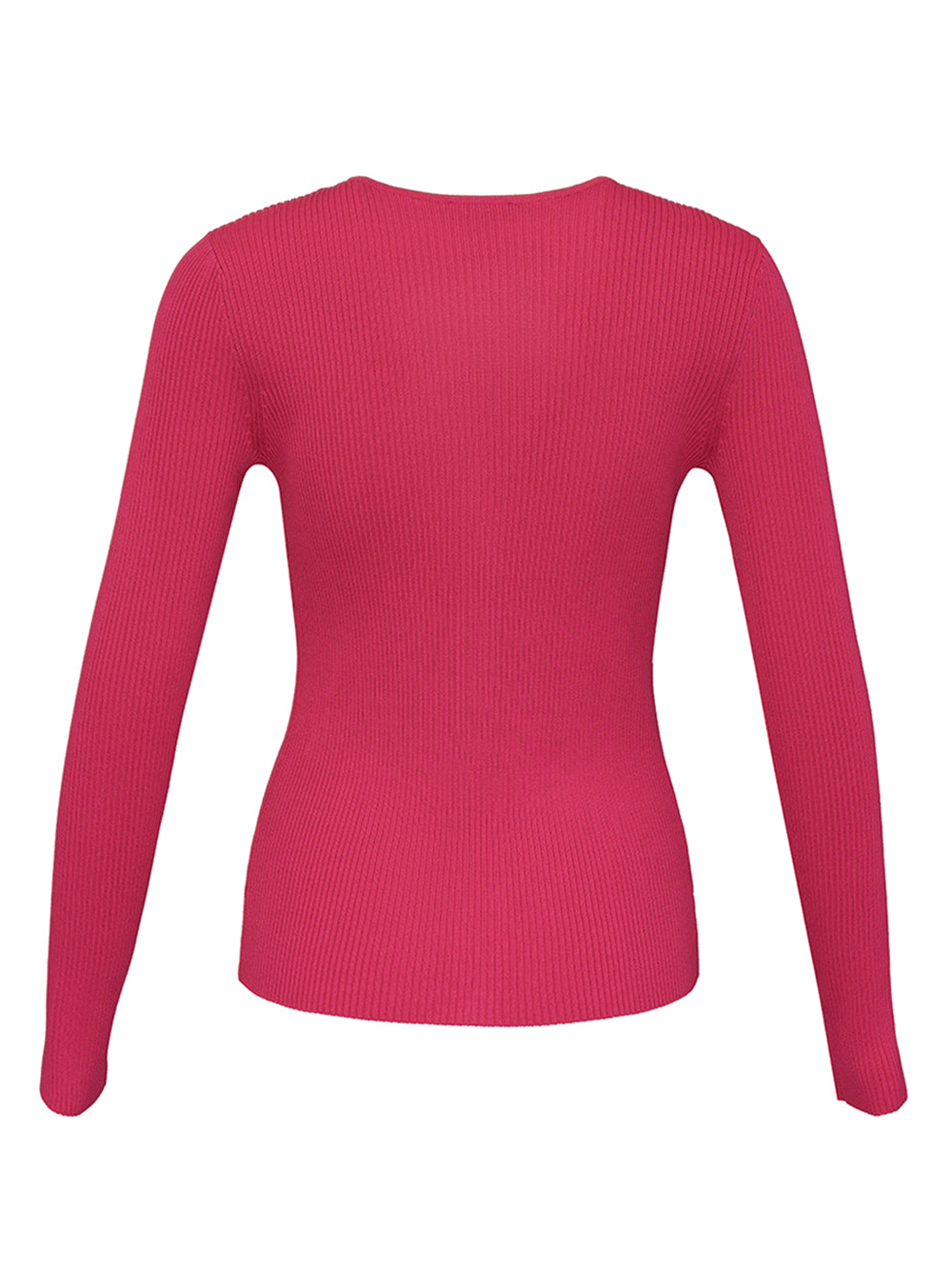 DKNY-Ribbed-Viscose-Nylon-Sweater-Bright-Pink-2