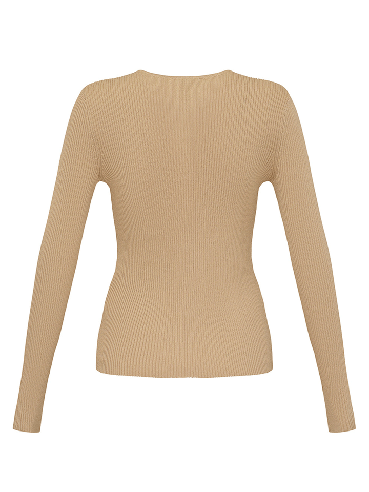 DKNY-Ribbed-Viscose-Nylon-Sweater-Brown-2