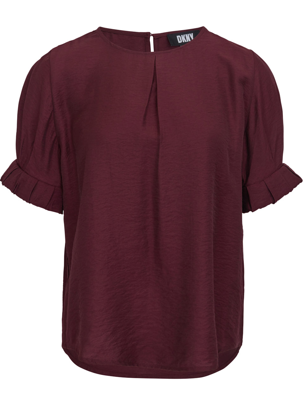 DKNY Roll Sleeve Crinkle Twill Blouse Burgundy 1