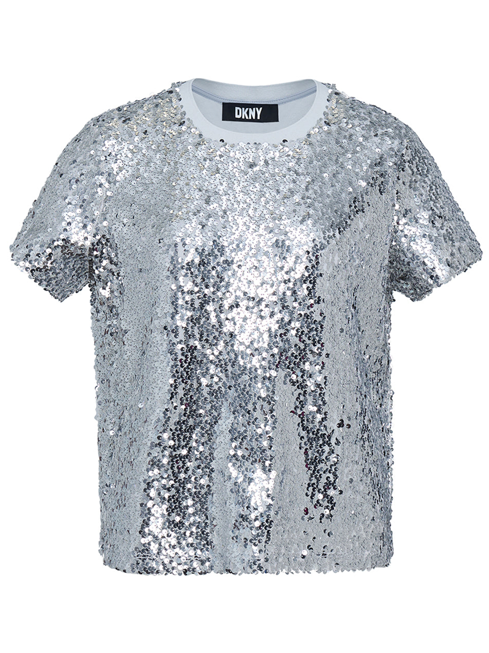 DKNY Shiny Sequin Mesh All Over Top Grey 1