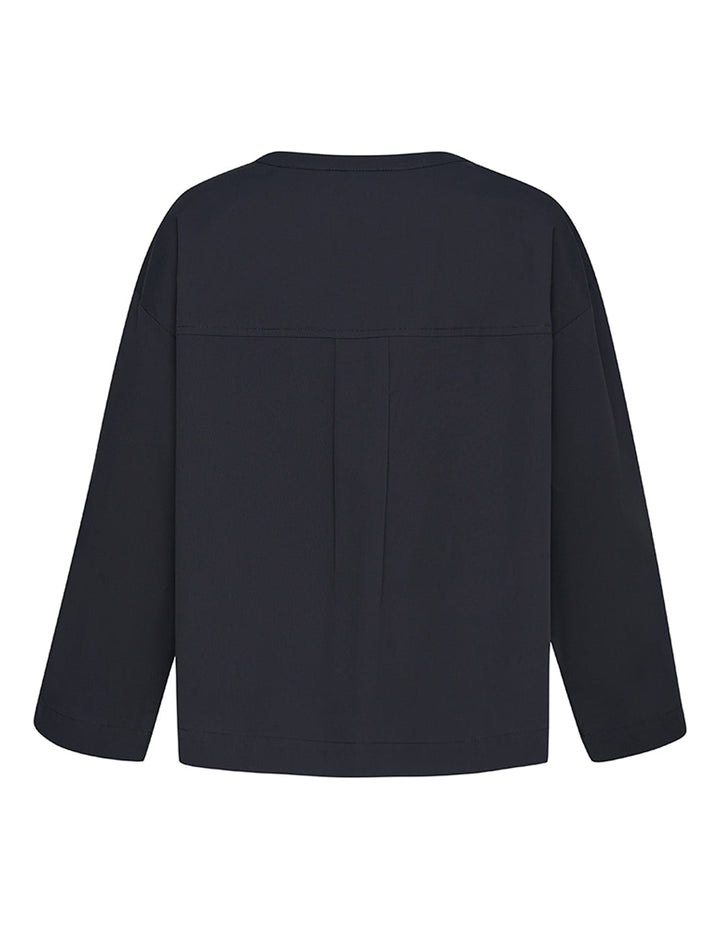 DKNY-Silky-Stretch-Poplin-Wide-Sleeve-Top-Black-2