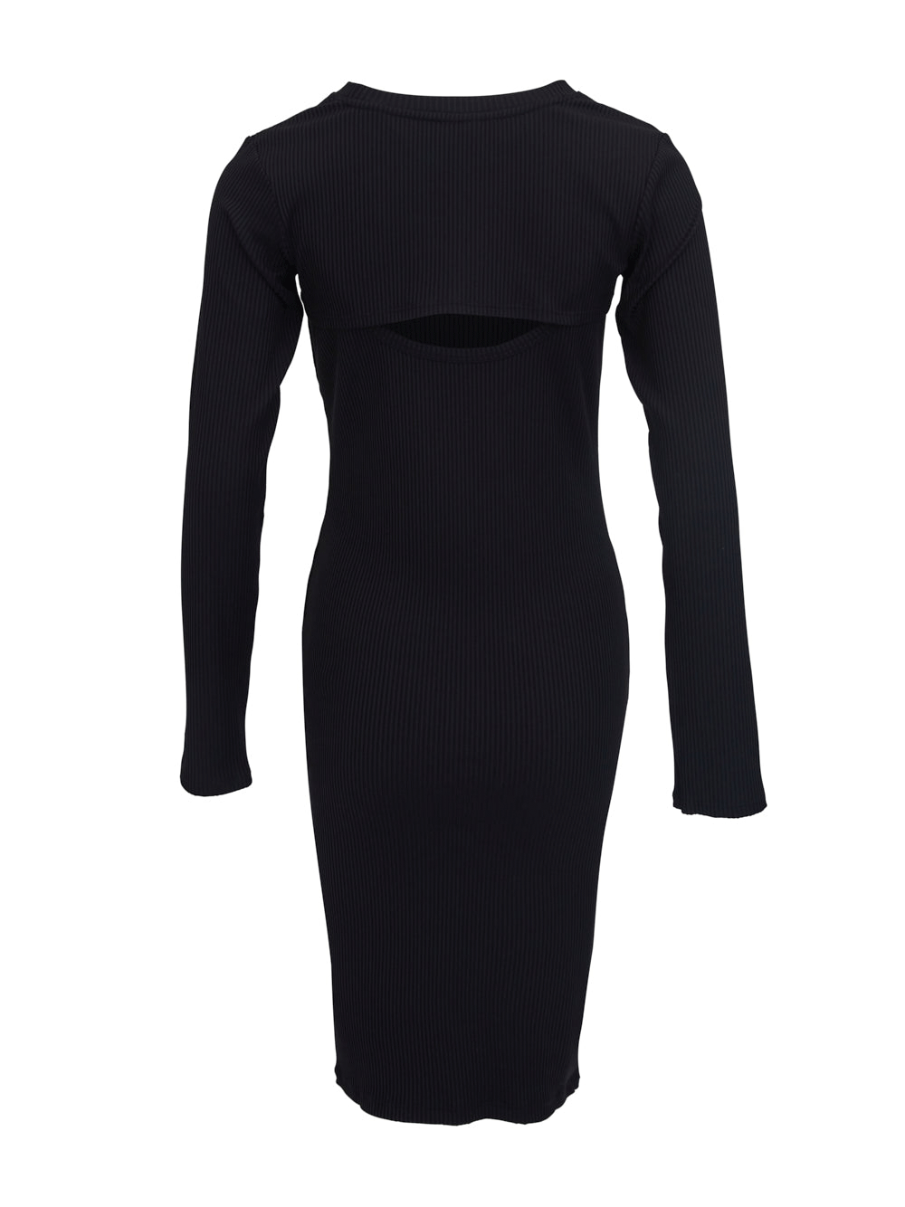 DKNY-Sport-Fitness-Rib-Solid-Long-Sleeve-Dress-Black-2