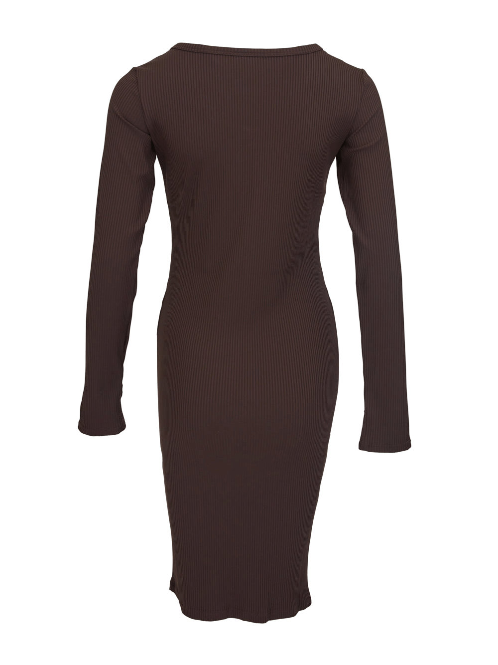 DKNY-Sport-Fitness-Rib-Solid-Long-Sleeve-Dress-Dark-Brown-2